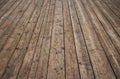 Vintage wooden surface with planks and gaps in perspective