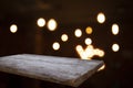 Vintage wooden table on blurred cafe background dining room restaurant Royalty Free Stock Photo