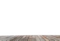 Vintage wooden table top on blank white background