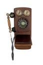vintage wooden telephone isolated on white background Royalty Free Stock Photo