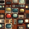 Vintage Wooden Television Collection: Illustration of Multiple Nostalgic TV Sets