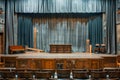 Vintage Wooden Theater Stage with Curtains and Audience Seating Ready for Performance