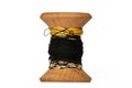 Vintage wooden thread spool on white background Royalty Free Stock Photo