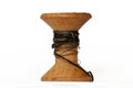 Vintage wooden thread spool on white background Royalty Free Stock Photo