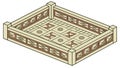 Vintage wooden tray with grid pattern, a classic board game design, vector design Generative AI Royalty Free Stock Photo