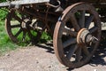 Vintage wooden wagon wheels Royalty Free Stock Photo