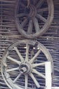 Vintage wooden wagon wheels Royalty Free Stock Photo