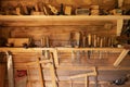 vintage woodworking tools. Carpentry. carpenter's workbench Royalty Free Stock Photo