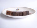 Vintage words composed of wooden blocks