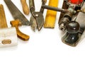 Vintage working tools (drill, ruler and others) on Royalty Free Stock Photo