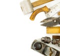 Vintage working tools (drill, ruler and others) on Royalty Free Stock Photo