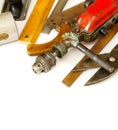Vintage working tools (drill, ruler and others) on Royalty Free Stock Photo