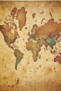 vintage world map on aged parchment Royalty Free Stock Photo