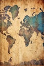 vintage world map on aged parchment Royalty Free Stock Photo