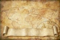 Vintage world map with old scroll illustration based on image furnished by NASA Royalty Free Stock Photo