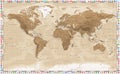 Vintage World Map. Sepia Colors. Flags. Vector Royalty Free Stock Photo