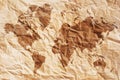 Vintage world map with vintage paper texture. Royalty Free Stock Photo