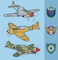 Vintage world war II fighter planes set 1