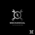 Vintage wrench gear logo and faster symbol. flat logo design Royalty Free Stock Photo