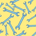 Vintage Wrench Hand Drawn Seamless Pattern Background. Vector