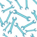 Vintage Wrench Hand Drawn Seamless Pattern Background. Vector