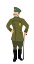 Vintage WW1 army officer in uniform vector illustration. General marshal symbol. Soldier in uniform. Military commander.