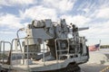 Vintage WWII gun mounted on deck of Liberty Ship