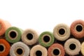 Vintage Yarn Spools Bordering White Background Royalty Free Stock Photo