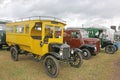 Vintage yellow bus on display