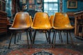 Vintage yellow chairs in retro interior Royalty Free Stock Photo