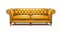 Vintage Yellow Couch With Gold Stain Print - Smooth And Shiny Leatherhide Design Royalty Free Stock Photo