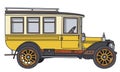 The vintage yellow and cream bus