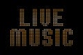 Vintage yellow gold metallic live music word text with light ref