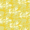 Vintage yellow leaf seamless pattern. Botanical background. Retro floral wallpaper Royalty Free Stock Photo