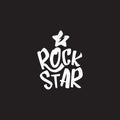 vintage yellow rock star print isolated on grunge grey background. Vector Grunge Rock star emblem,logo and label concept Royalty Free Stock Photo