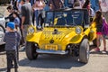 Vintage yellow sport buggy based on Volkswagen beetle, presented on oldtimer car show, Israel