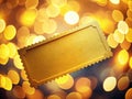 Vintage Yellow Ticket Design Abstract Bokeh Background for Event Tickets Blank Template and Stock Photo