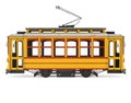 Vintage Yellow Tram Isolated