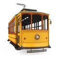 Vintage Yellow Tram Isolated