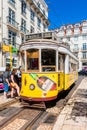 Vintage Yellow Tramway in Lisbon Portugal
