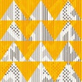 Vintage yellow triangles. Seamless pattern with grunge effect Royalty Free Stock Photo