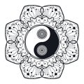 Vintage Yin and Yang in Mandala