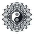 Vintage Yin and Yang in Mandala