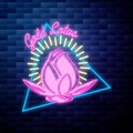 Vintage yoga emblem glowing neon sign