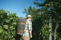 Vintager wearing full of grapes Royalty Free Stock Photo