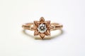 A Vintagestyle Ring With An Intricate Floral Design And Diamond White Background. Generative AI