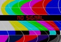 Vintage TV color bars, pattern for test transmission with caption no signal, offline, disturbance,error sign,vector, website down