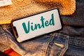 Vinted Iphone Screen with on second hand vintage denim jacket.