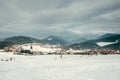 Vinter landscape - small village in Slovakia Tatra Mountain Royalty Free Stock Photo