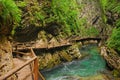 Vintgar Gorge, Bled, Slovenia with wooden walkway Zumer Galleries at the side & Radovna river